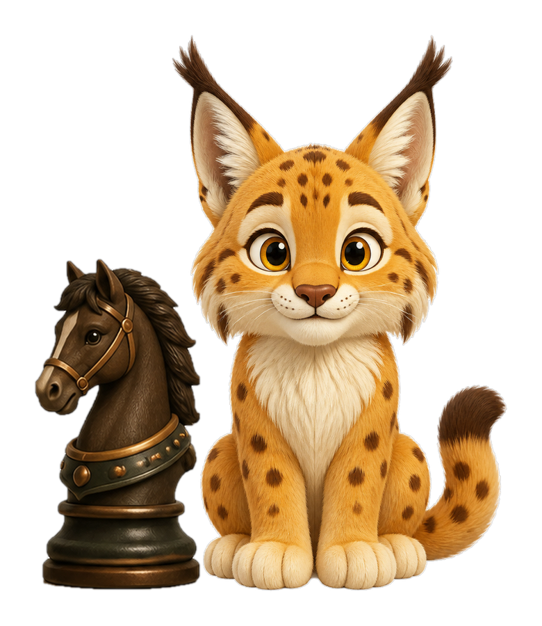 Early logo composition: Lux and knight side by side